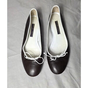Ralph Lauren Collection Purple Label Brown Leather Ballet Flats Made in Italy 7B